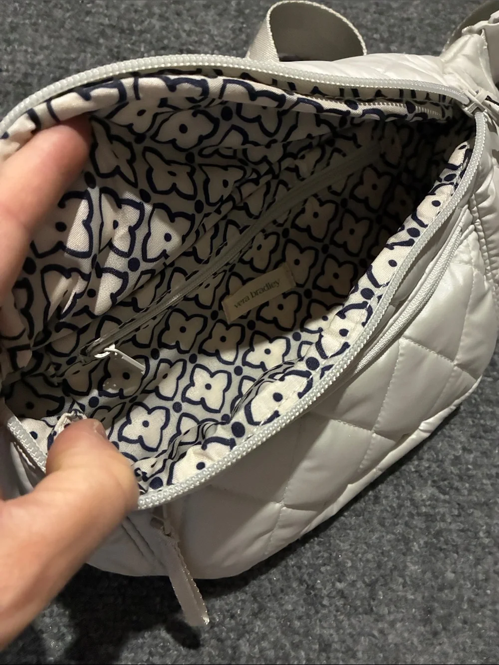 Vera Bradley Quilted Crossbody Belt Bag in Light Gray (oyster mushroom)